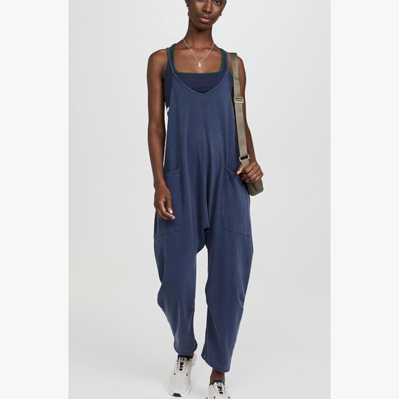 NWOT Free People hot shot onesie mineral wash navy women's size small oversized - Picture 4 of 15